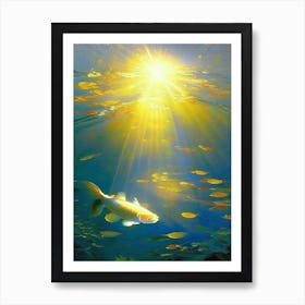 Kikokuryu Koi Fish Monet Style Classic Painting Art Print