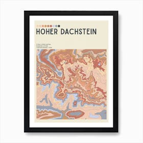 Hoher Dachstein Austria Topographic Contour Map Art Print