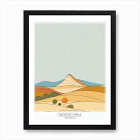 Mount Ossa Australia Color Line Drawing 6 Poster Art Print