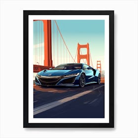 A Acura Nsx In The Pacific Coast Highway Car Illustration 2 Art Print