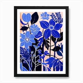 Blue Flower Illustration Passionflower 3 Art Print