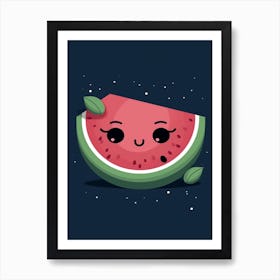 Watermelon Kawaii Illustration 1 Art Print