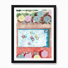 Holiday In The Pool Colourful Art Print