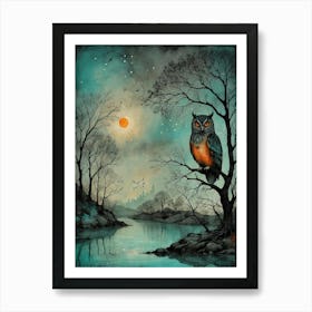 Owl In The Hood 002 Art Print