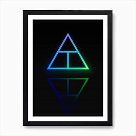 Neon Blue and Green Abstract Geometric Glyph on Black n.0142 Art Print