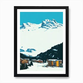 Flaine, France Midcentury Vintage Skiing Poster Art Print