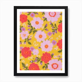 Lavender Floral Print Retro Pattern 1 Flower Art Print