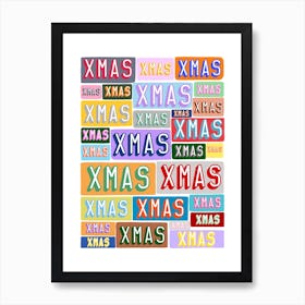 Multi Colour Xmas Typography Art Print