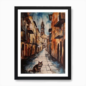 Painting Of Buenos Aires With A Cat In The Style Of Surrealism, Dali Style 2 Poster