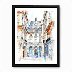 Paris Street Sketch Art Print