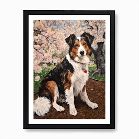 Painting Of A Dog In Brooklyn Botanic Garden, Usa In The Style Of Gustav Klimt 02 Art Print