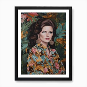 Floral Handpainted Portrait Of Lana Del Rey Art Print