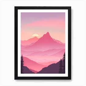 Misty Mountains Vertical Background In Pink Tone 6 Art Print