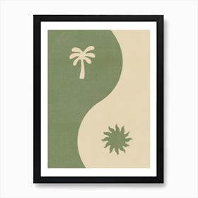 Palm And Sun Yin Yang Print Boho Wall Decor Housewarming Gift INSTANT DOWNLOAD Art Print