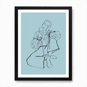 Selfie Blue Art Print