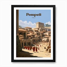 Pompeii Italy Ancient Rome Travel Illustration Art Print