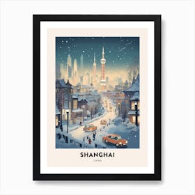 Winter Night  Travel Poster Shanghai China 1 Art Print