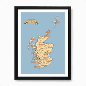 Vintage Scotland Map Art Print