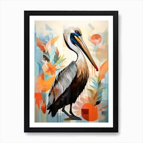 Bird Painting Collage Brown Pelican 3 Art Print