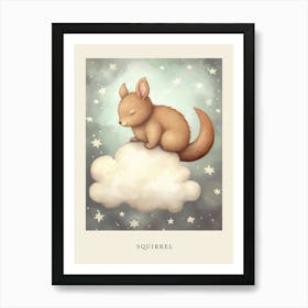 Sleeping Baby Squirrel Nursery Poster Art Print