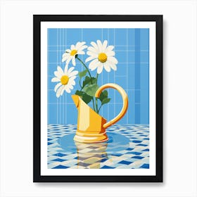 Watering Can With Daisies Art Print