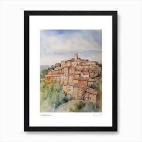 Montepulciano, Tuscany, Italy 4 Watercolour Travel Poster Art Print