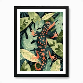 Forest Green Moorish Gecko Abstract Modern Illustration 1 Art Print