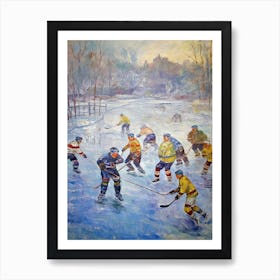 Ice Hockey In The Style Of Monet 4 Art Print