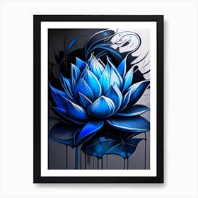 Blue Lotus Graffiti 1 Art Print