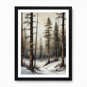 Winter Pine Forest Christmas Painting (21) Art Print