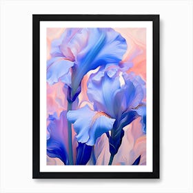 Blue And Pink Iris Art Print