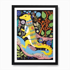 Maximalist Animal Painting Salamander Art Print