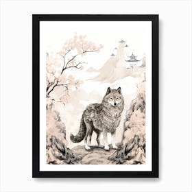 Himalayan Wolf Vintage Japanese 4 Art Print