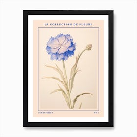 Cornflower French Flower Botanical Poster Art Print