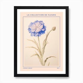 Cornflower French Flower Botanical Poster Affiche