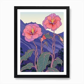 Tulips And Mountain Landscape 6 Art Print