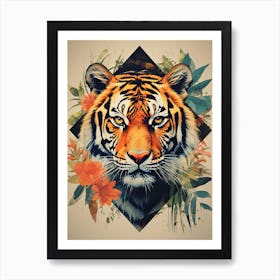 Tiger Art In Collage Art Style 1 Art Print