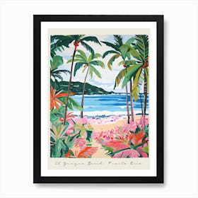 Poster Of El Yunque Beach, Puerto Rico, Matisse And Rousseau Style 3 Art Print