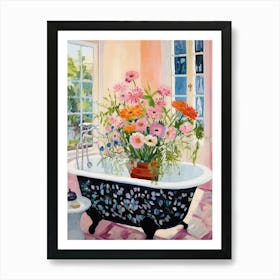 A Bathtube Full Of Queen Anne S Lace In A Bathroom 3 Art Print