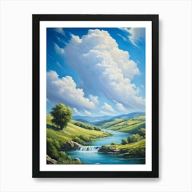 Cumulus Clouds Billowing Gentle Giants Against A Backdrop Of Vivid Azure Sky Tower Over A Varied (7) 1 Art Print