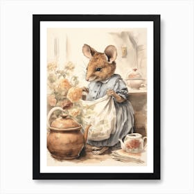 Storybook Animal Watercolour Mouse 2 Art Print