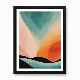 Glowing Abstract Geometric Painting (9) Art Print