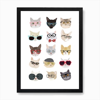 Cats With Glasses Art Print