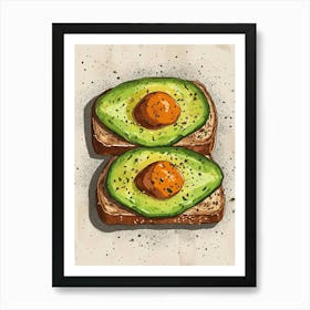 Avocado On Toast Illustration 3 Art Print