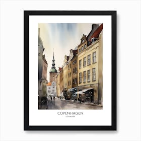 Copenhagen 2 Watercolour Travel Poster Art Print