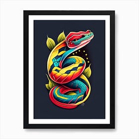 Rattlesnake Tattoo Style Art Print