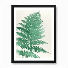 Green Ink Painting Of A Australian Tree Fern 2 Art Print