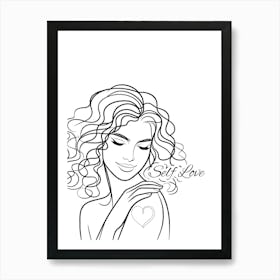 Self Love , woman, feminine, female art, line art Art Print