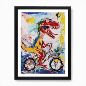 Abstract Dinosaur Riding A Bike Painting 3 Art Print