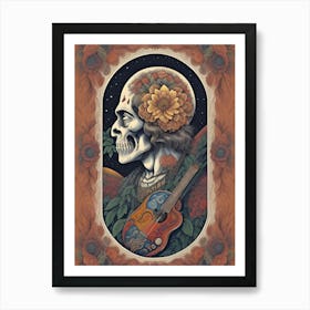 Skeleton With Guitar Art Print